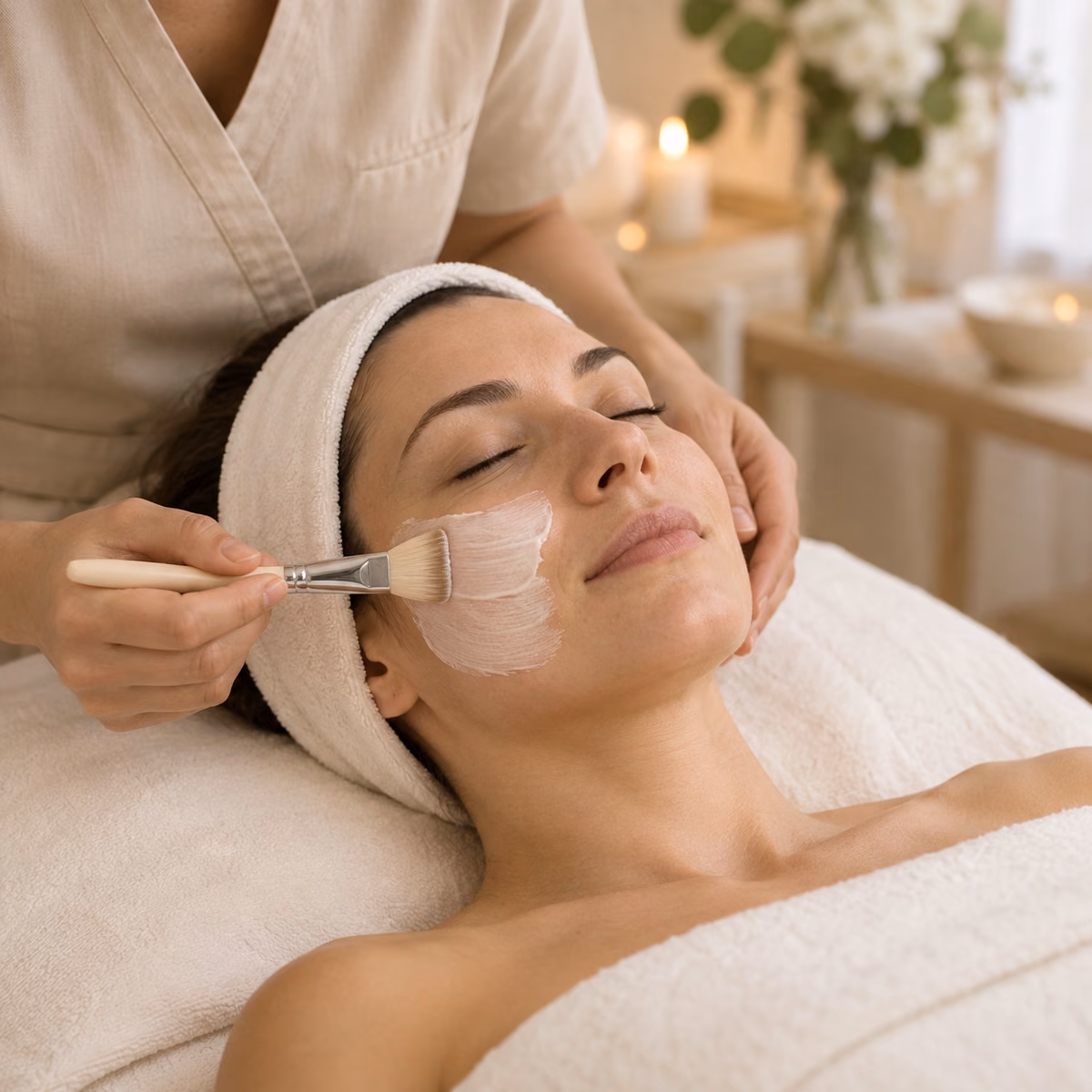 Professional facial treatment using Korean skincare